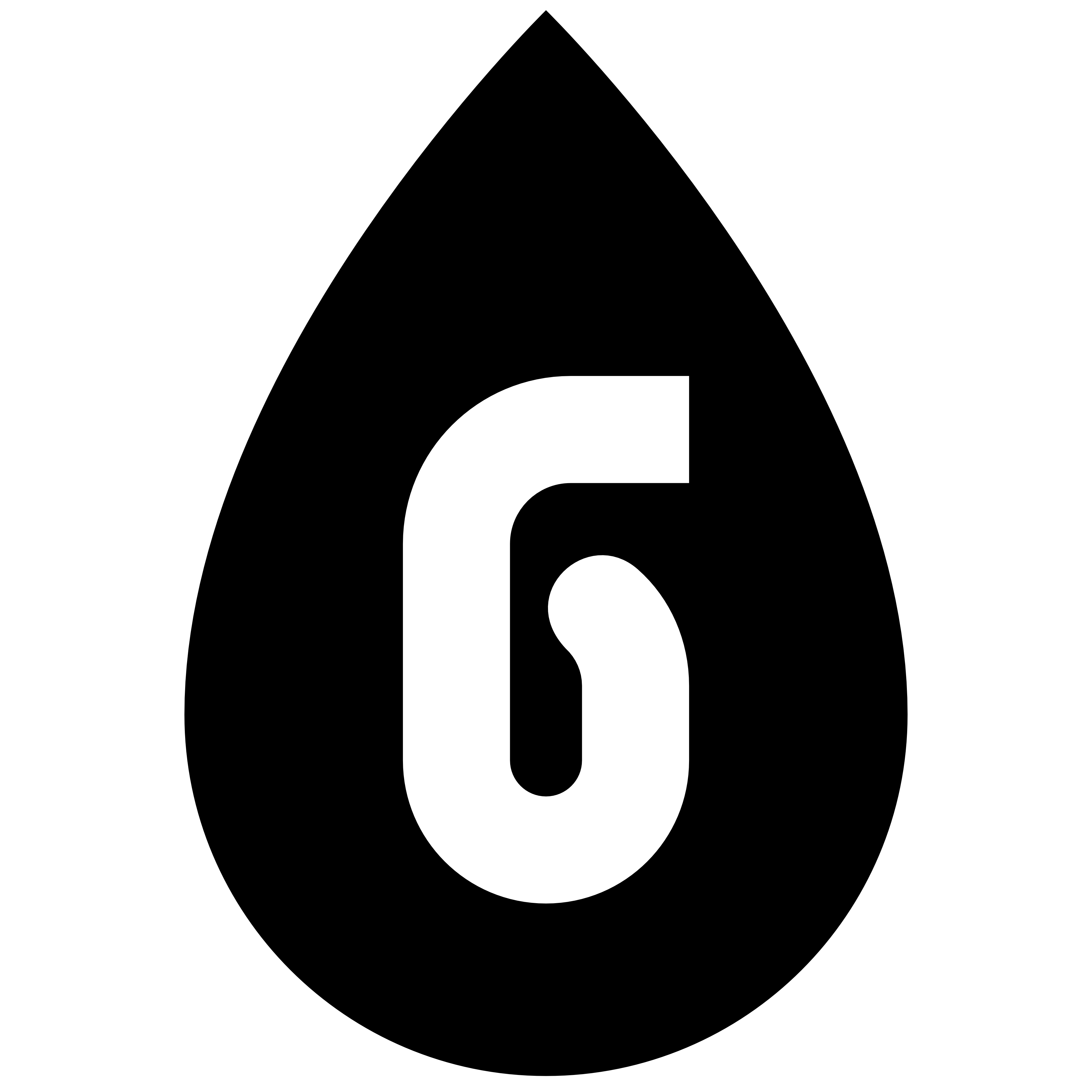 Stylized, round letter G set in a black teardrop shape.'